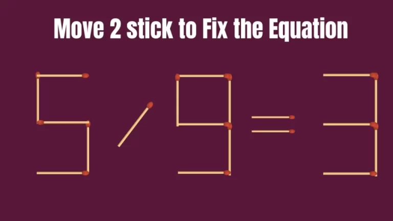 Brain Teaser: Move 2 Matchsticks to Fix the Equation by 30 Secs| Matchstick Puzzle