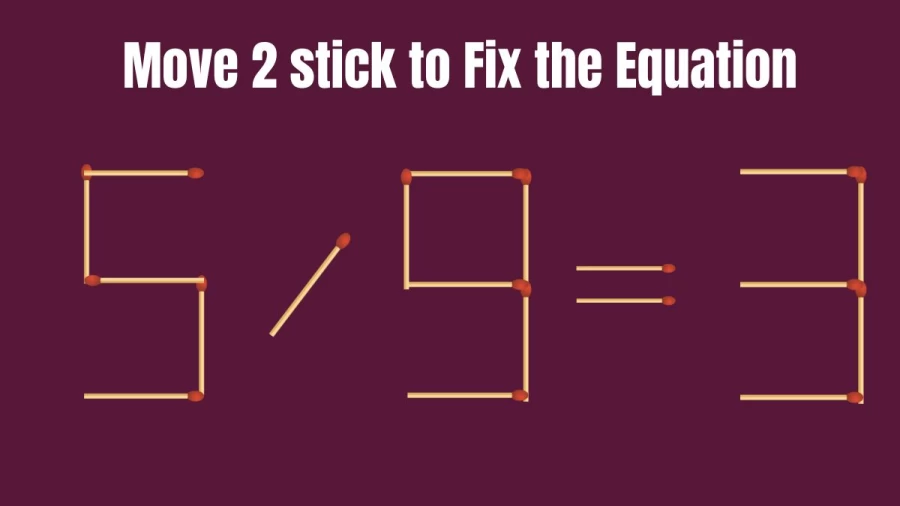 Brain Teaser: Move 2 Matchsticks to Fix the Equation by 30 Secs| Matchstick Puzzle