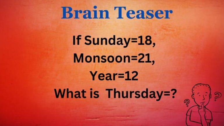 Find the Value of Thursday if Sunday=18, Monsoon=21, Year=12 | Brain Teaser