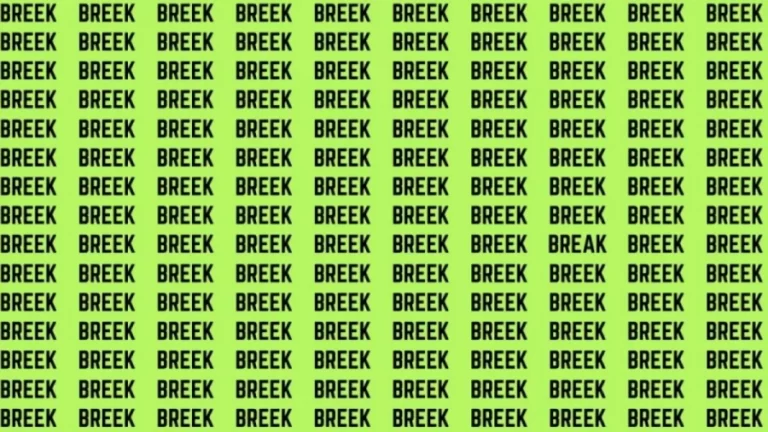 If you have Eagle Eyes Find the Word Break among Breek in 15 Secs | Observation Brain Test