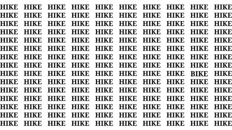 If you have Hawk Eyes Find the Word Bike among Hike in 15 Secs | Observation Brain Test