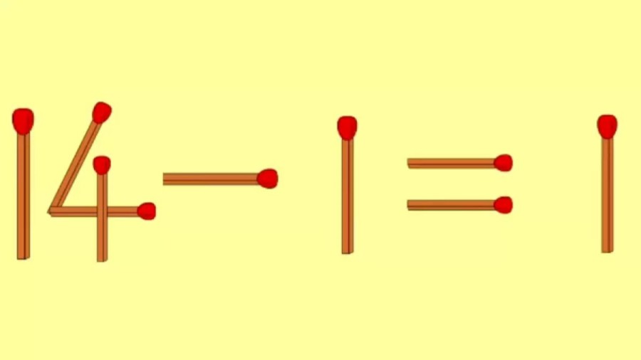 Matchstick Brain Teaser: 14-1=1 Fix The Equation By Moving 1 Stick | Matchstick Puzzle