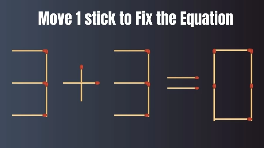 Matchstick Brain Teaser: 3+3=0 Fix The Equation By Moving 1 Stick | Matchstick Puzzle