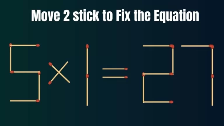 Matchstick Brain Teaser: 5×1=27 Fix The Equation By Moving 2 Sticks | Matchstick Puzzle