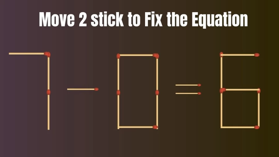 Matchstick Brain Teaser: 7-0=6 Fix The Equation By Moving 2 Sticks | Matchstick Puzzle