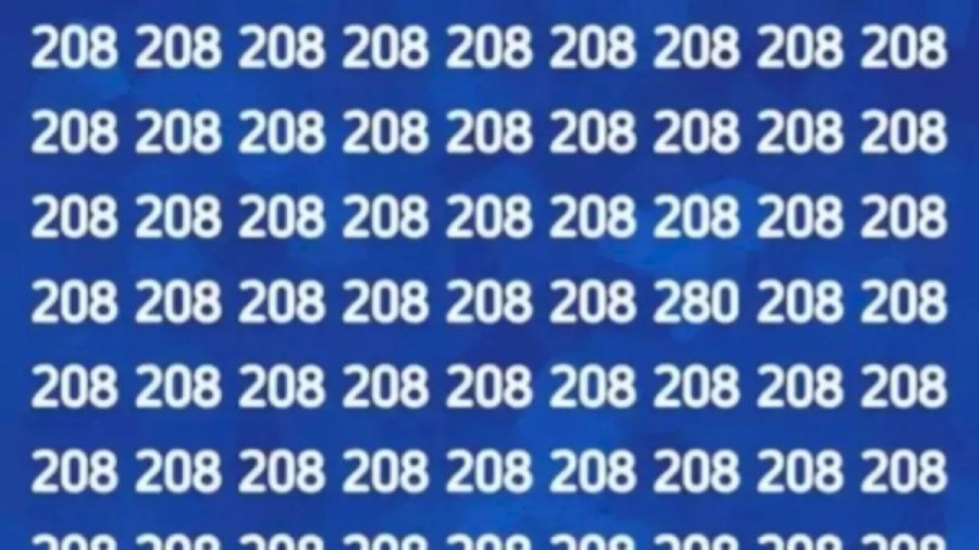 Observation Brain Test: Can You Find The Number 280 among the 208 in 15 Seconds?