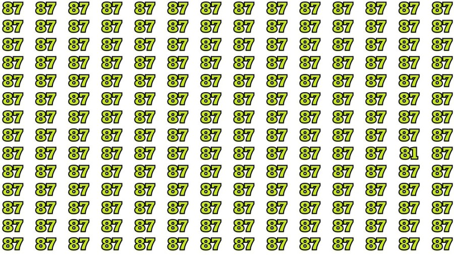 Observation Brain Test : If you have Keen Eyes Find the Number 81 among 87 in 15 Secs