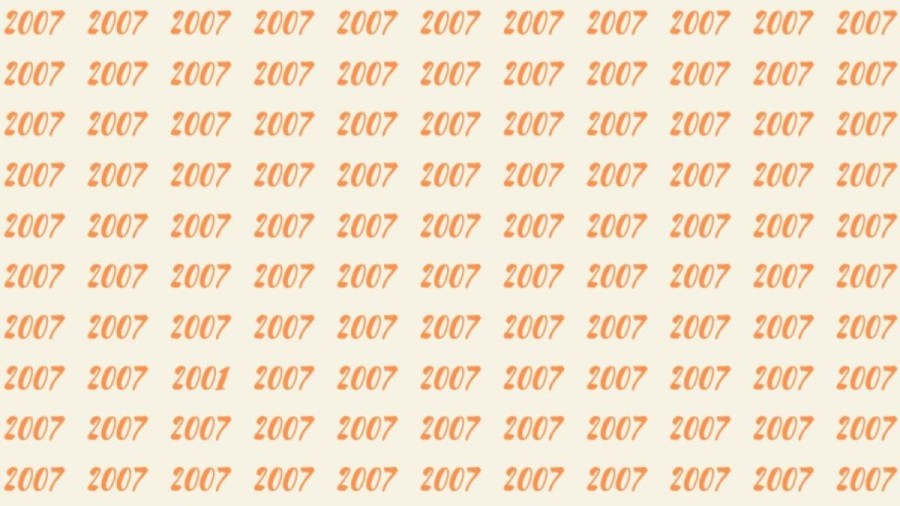 Observation Skill Test: Can you find the number 2001 among 2007 in 10 seconds?