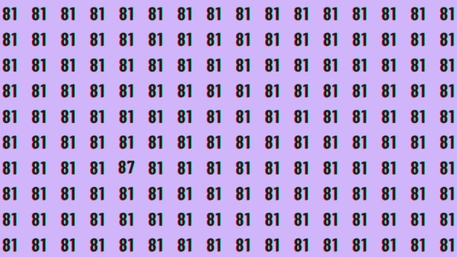 Observation Skill Test: Can you find the number 87 among 81 in 10 seconds?