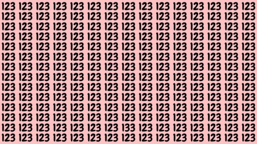 Observation Skills Test: Can you find the number 133 among 123 in 10 seconds?