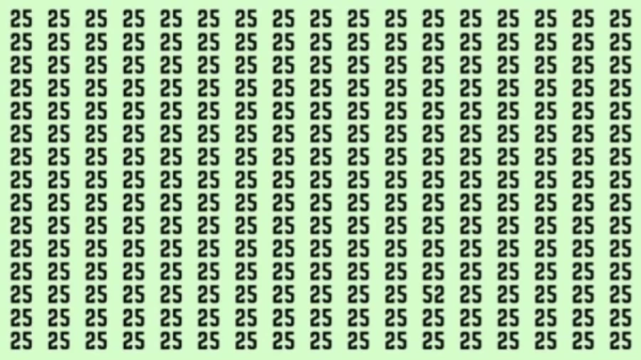 Observation Skills Test: Can you find the number 52 among 25 in 8 seconds?