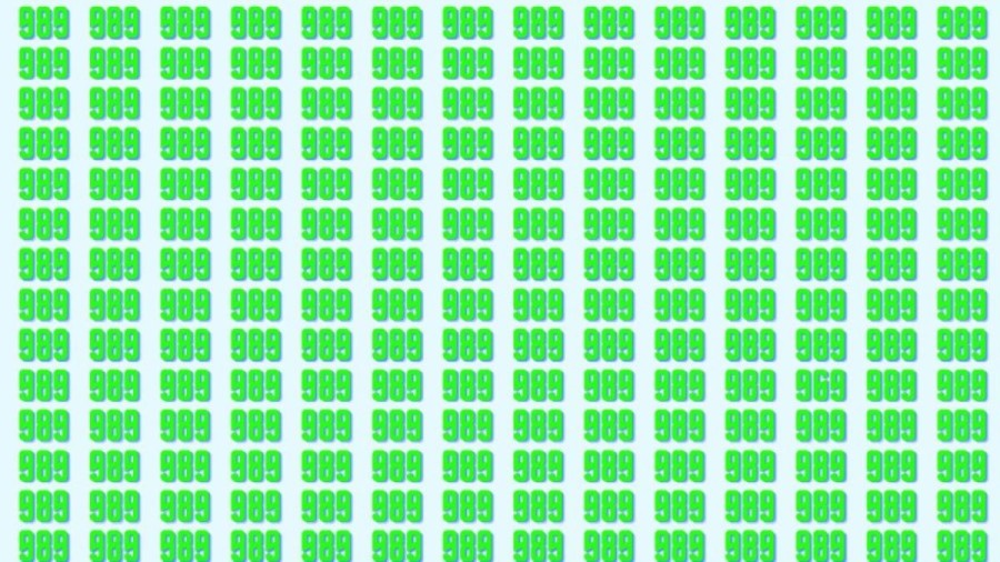 Observation Skills Test: Can you find the number 969 among 989 in 10 seconds?