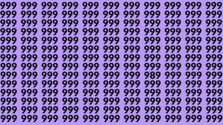 Observation Skills Test: Can you find the number 989 among 999 in 10 seconds?