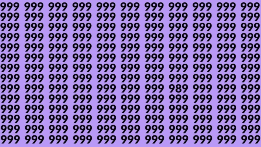 Observation Skills Test: Can you find the number 989 among 999 in 10 seconds?