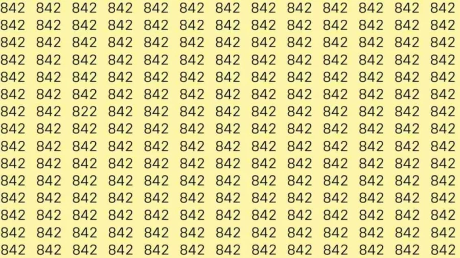 Optical Illusion Brain Test: If you have Hawk Eyes Find the number 822 among 842 in 9 Seconds?