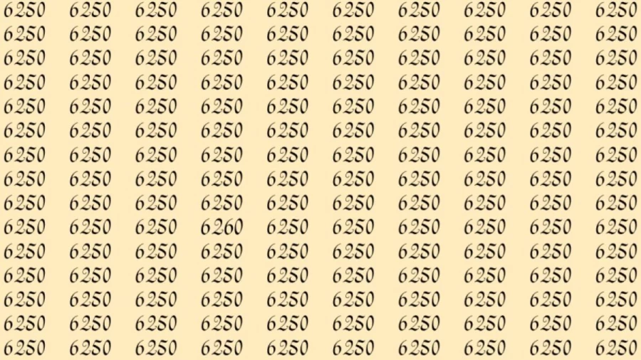 Optical Illusion: Can You find 6260 among 6250 in 10 Seconds? Explanation And Solution To The Optical Illusion