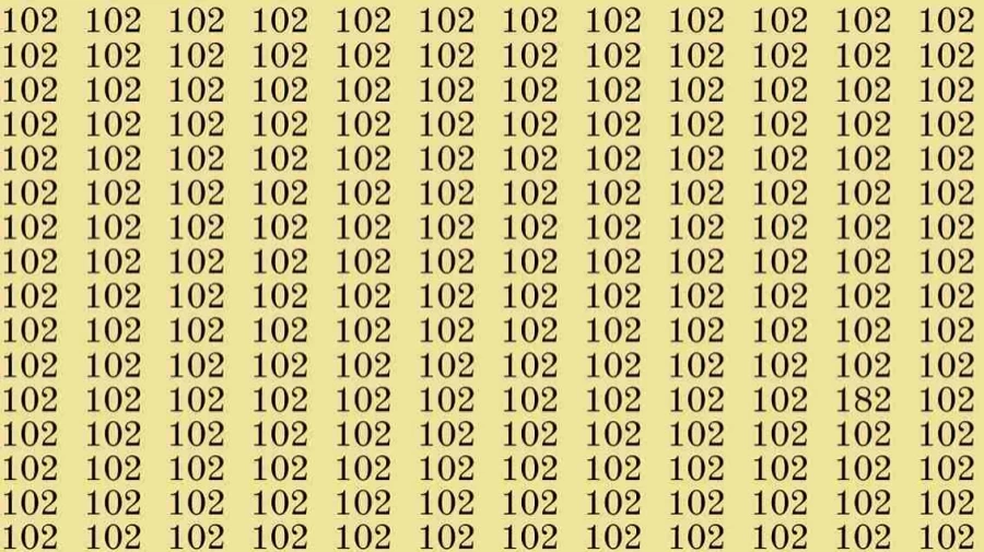 Optical Illusion: Can you find 182 among 102 in 8 Seconds? Explanation and Solution to the Optical Illusion