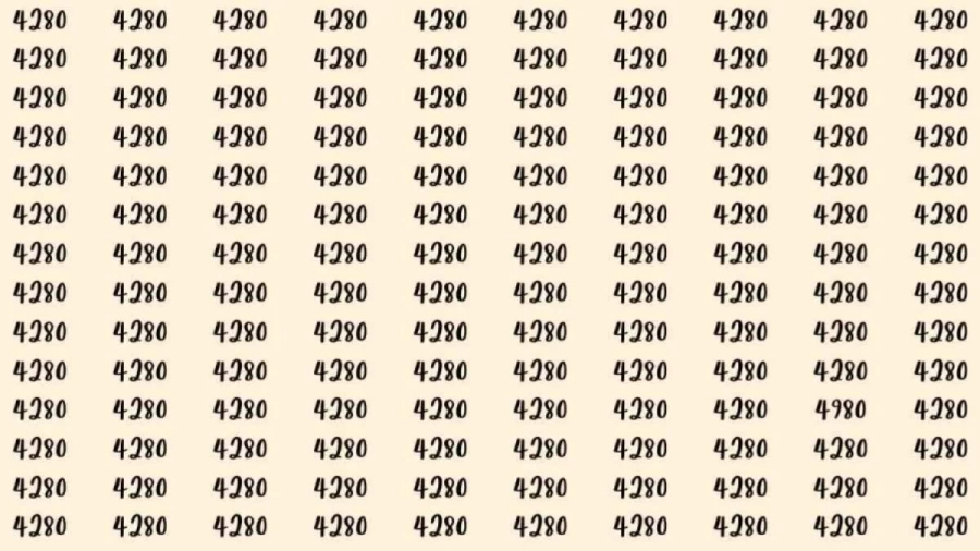 Optical Illusion: Can you find 4980 among 4280 in 8 Seconds? Explanation and Solution to the Optical Illusion