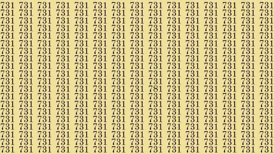 Optical Illusion: Can you find 781 among 731 in 8 Seconds? Explanation and Solution to the Optical Illusion