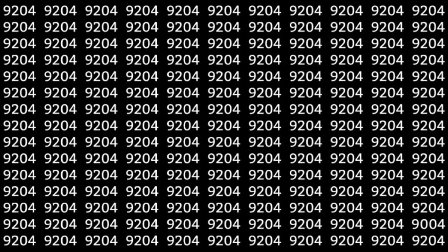 Optical Illusion: Can you find 9004 among 9204 in 12 Seconds? Explanation and Solution to the Optical Illusion