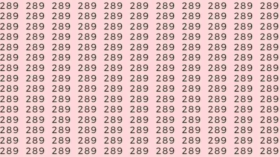 Optical Illusion: If you have eagle eyes find 299 among 289 in 8 Seconds?