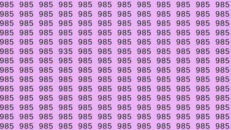 Optical Illusion: If you have eagle eyes find 935 among 985 in 10 Seconds?