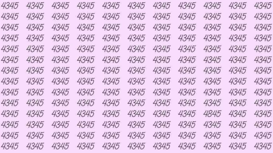 Optical Illusion: If you have hawk eyes find 4845 among 4345 in 05 Seconds?