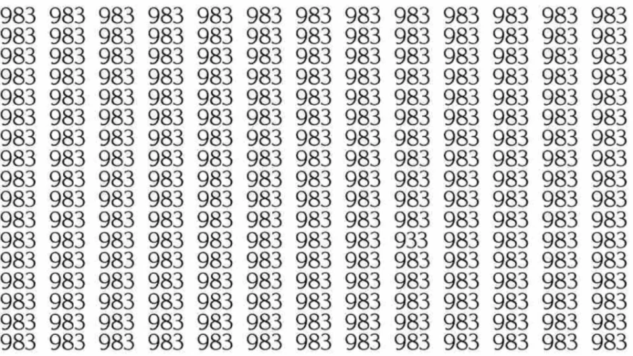 Optical Illusion: If you have hawk eyes find 933 among 983 in 8 Seconds?