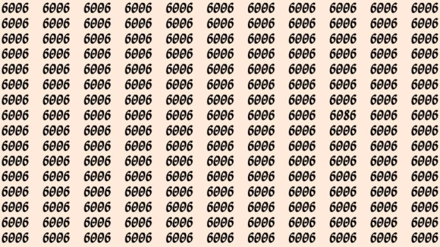 Optical Illusion: If you have sharp eyes 6086 among 6006 in 15 Seconds? Explanation And Solution To The Optical Illusion