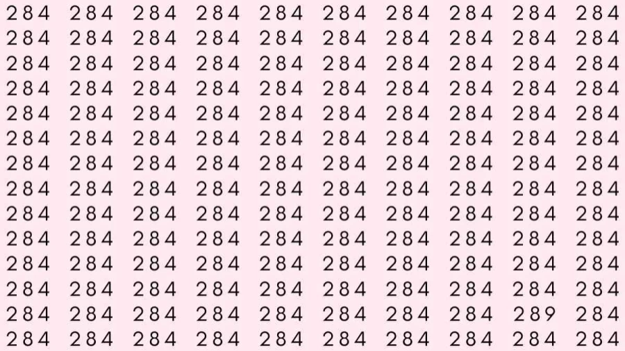 Optical Illusion: If you have sharp eyes find 289 among 284 in 15 Seconds?