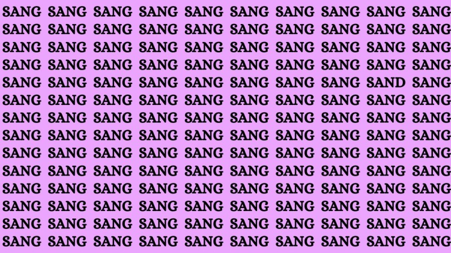 Observation Skills Test: If you have Keen Eyes Find the Word Sand among Sang in 15 Secs