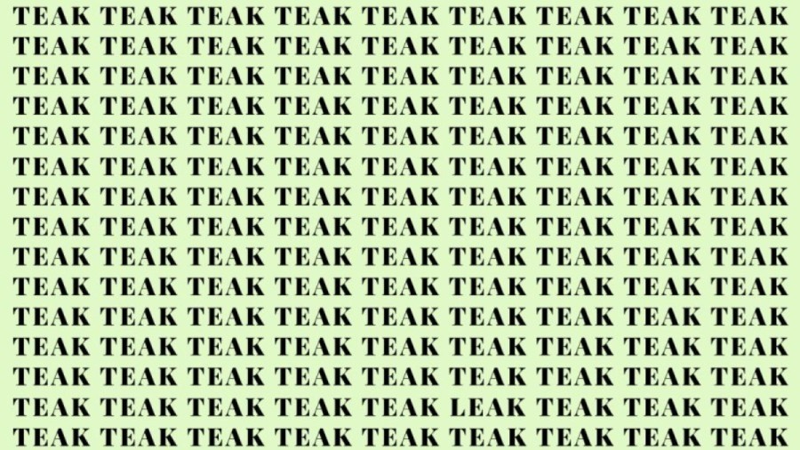 Optical Illusion Brain Test: If you have Sharp Eyes find the Word Leak among Teak in 20 Secs