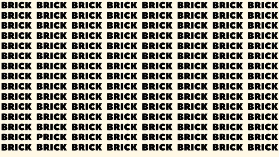 Optical Illusion Brain Test: If you have Sharp Eyes find the Word Prick among Brick in 20 Secs