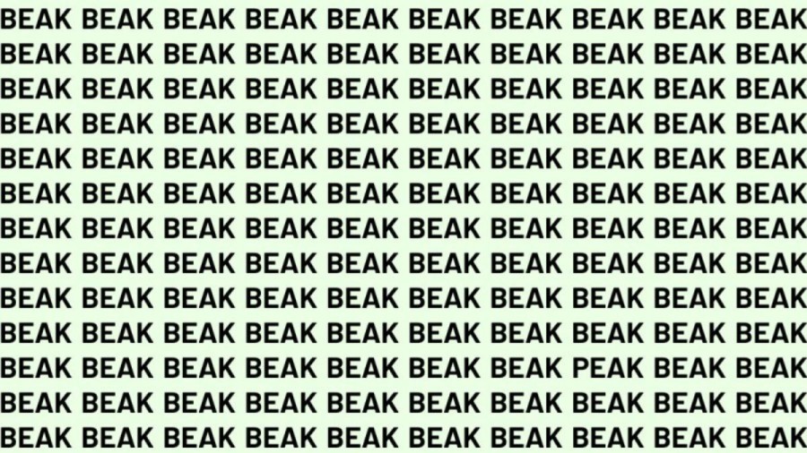 Optical Illusion Brain Test: If you have Hawk Eyes find the Word Peak among Beak in 20 Secs