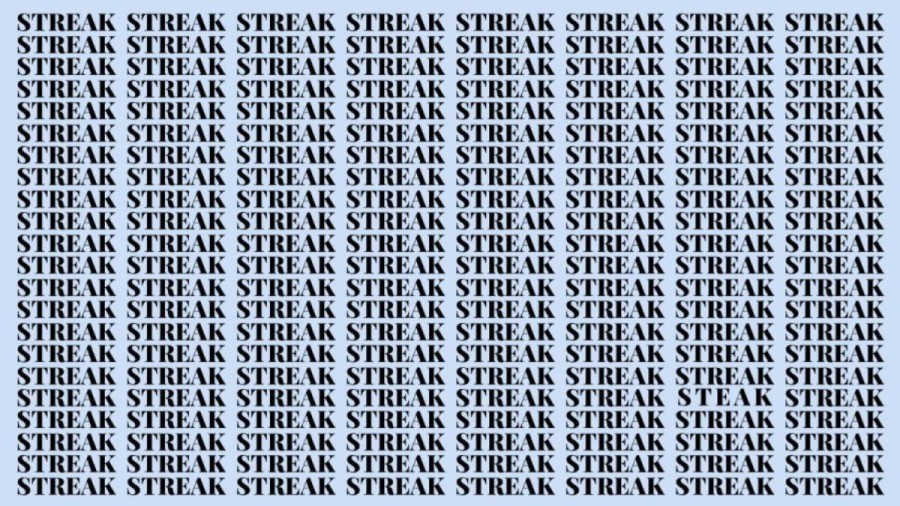 Optical Illusion Brain Test: If you have Hawk Eyes find the Word Steak among Streak in 20 Secs