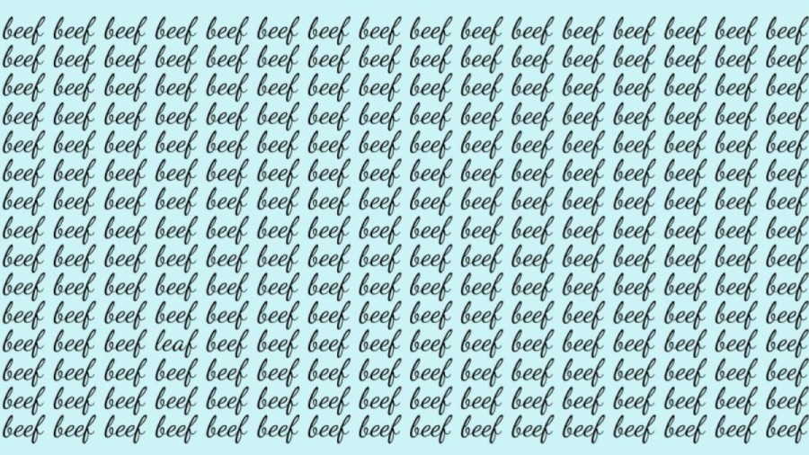 Optical Illusion Brain Test: If you have Sharp Eyes find the Word Leaf among Beef in 20 Secs