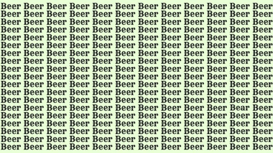 Optical Illusion Brain Test: If you have Eagle Eyes find the Word Bear among Beer in 20 Secs