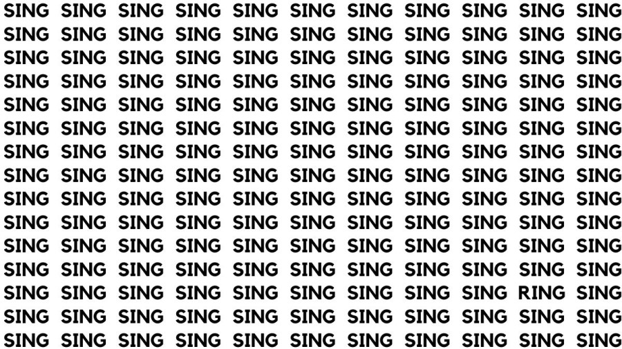 Brain Teaser: If you have Sharp Eyes Find the Word Ring among Sing in 20 Secs