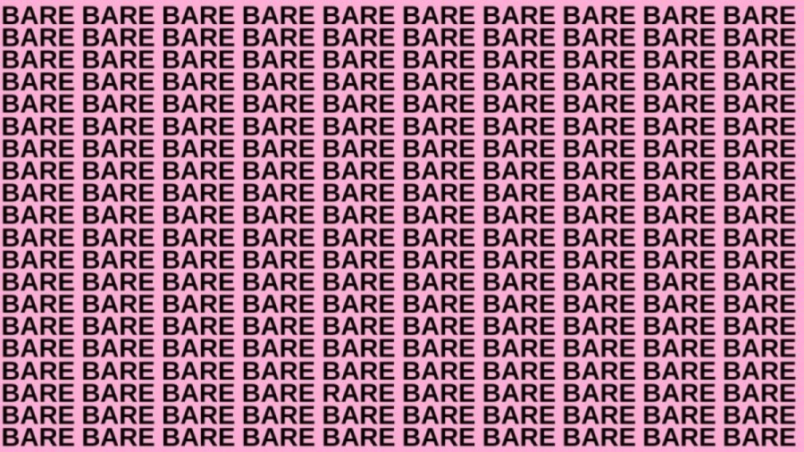 Optical Illusion Brain Test: If you have Eagle Eyes find the Word Rare among Bare in 20 Secs