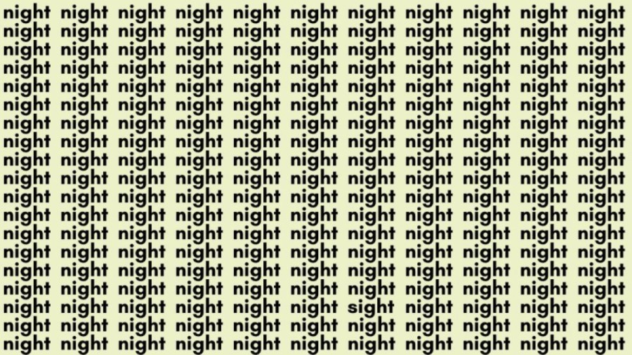 Optical Illusion Brain Test: If you have Sharp Eyes find the Word Sight among Night in 20 Secs