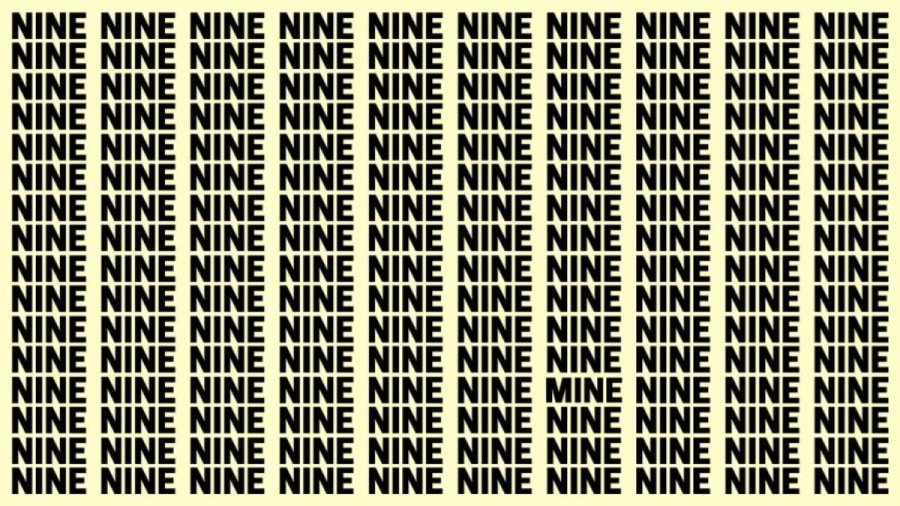 Optical Illusion Brain Test: If you have Hawk Eyes find the Word Mine among Nine in 20 Secs