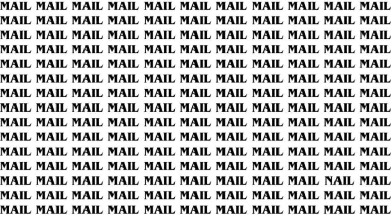 Optical Illusion: If you have Sharp Eyes Find the Word Nail among Mail in 20 Secs