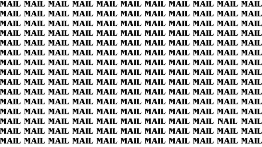 Optical Illusion: If you have Sharp Eyes Find the Word Nail among Mail in 20 Secs