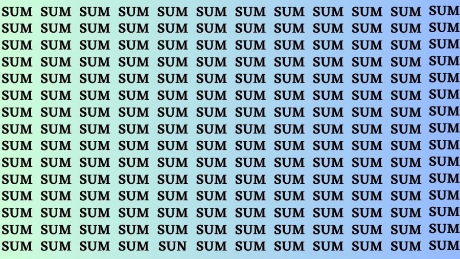 Brain Test: If you have Eagle Eyes Find the word Sun among Sum in 15 Secs