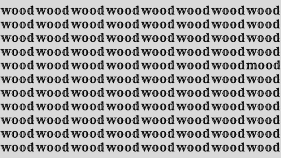 Optical Illusion Brain Test: If you have Sharp Eyes find the Word Mood among Wood in 20 Secs