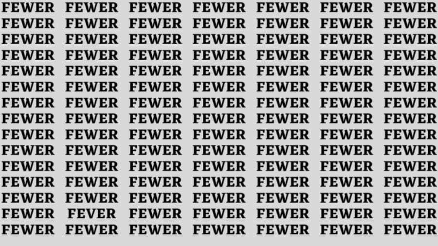 Brain Test: If you have Hawk Eyes Find the word Fever among Fewer in 15 Secs