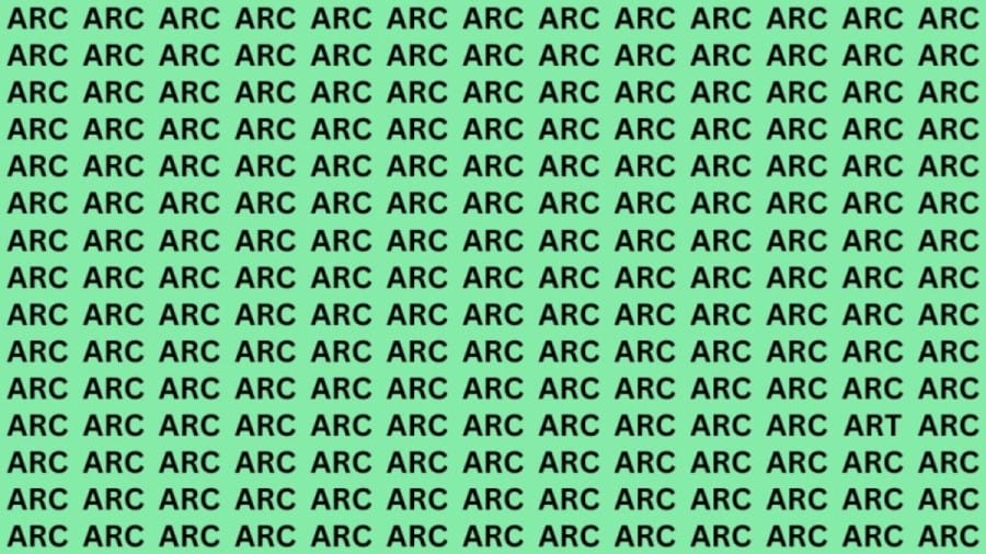 Brain Teaser: If you have Eagle Eyes Find the Word Art among Arc in 13 secs