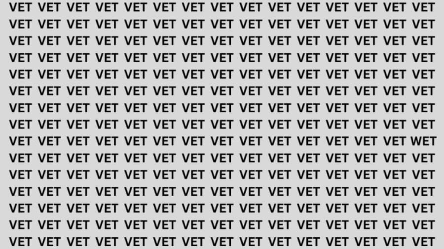 Brain Teaser: If you have Hawk Eyes Find the Word Wet among Vet in 15 Secs