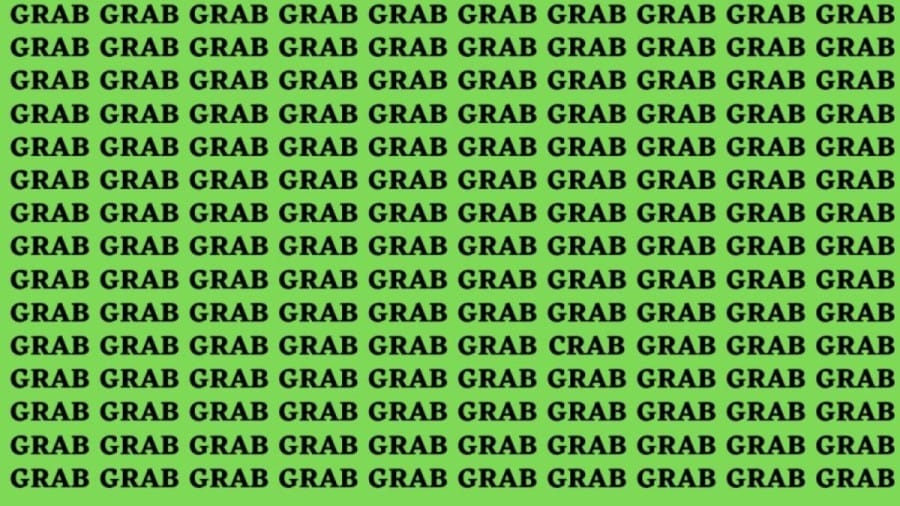 Brain Teaser: If You Have Eagle Eyes Find The Word Crab Among Grab In 15 Secs