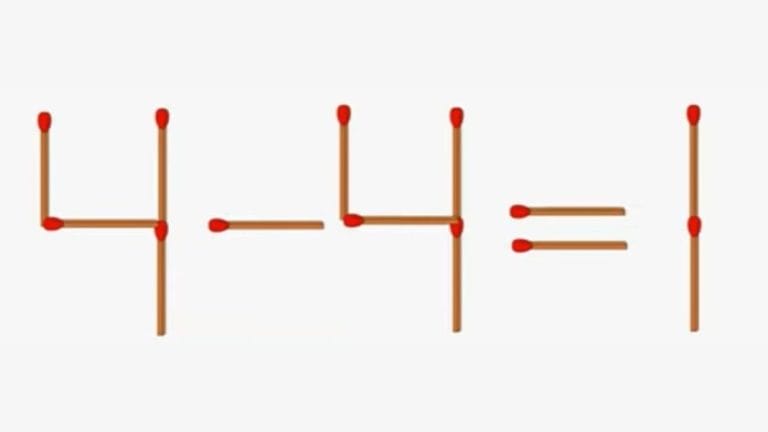 Brain Teaser: 4-4=1 Move 3 matchstick to fix the equation | Matchstick Puzzle